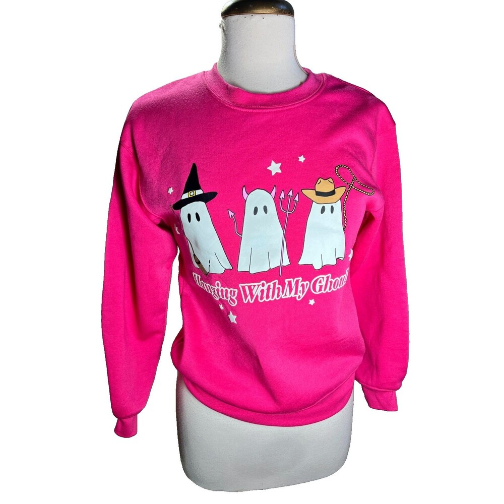 Wound Up Sweatshirt Size XS Women's Modern Halloween Cute Coquette Hot Pink Top